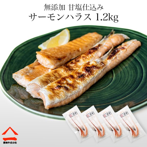 画像1: 無添加 甘塩 仕込み サーモンハラス 1.2kg （300gx4） (1)